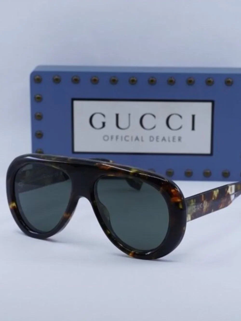Gucci GG1909S 001 Aviator Sunglasses - Spotted Havana/Grey